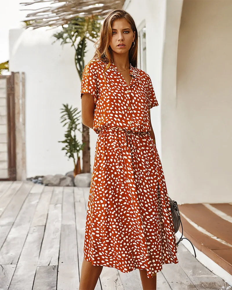 Gabriela | Vestido vintage con estampado floral y manga corta