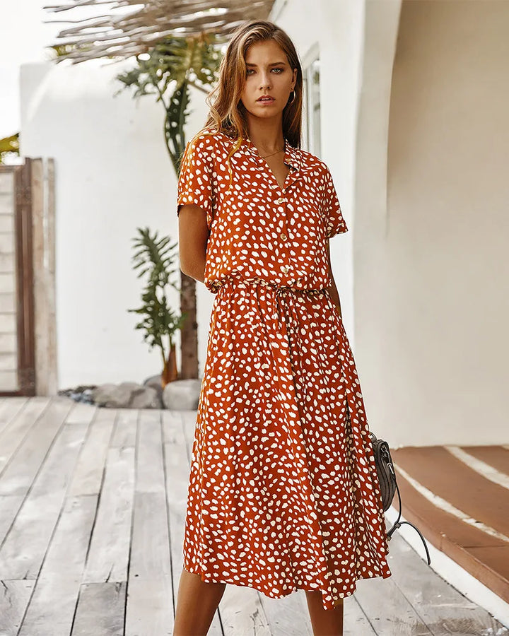 Gabriela | Vestido vintage con estampado floral y manga corta