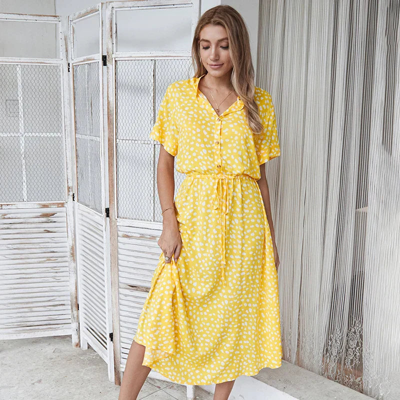 Gabriela | Vestido vintage con estampado floral y manga corta