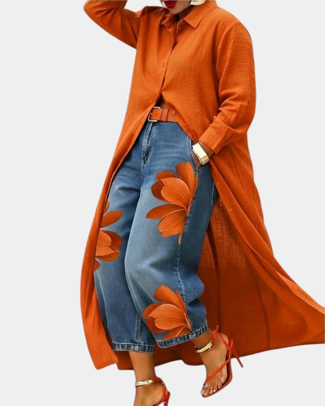 Céliane | Conjunto de vestido y pantalón de mezclilla ancha
